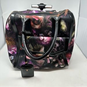 Ted Baker Rolling Suitcase Carry On Black Floral